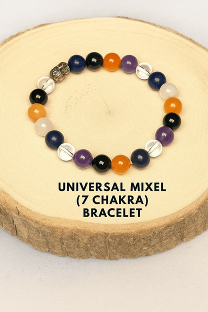 Universal Mixel Crystal Bracelet (7 Chakra) (Hematite & Lava stone)