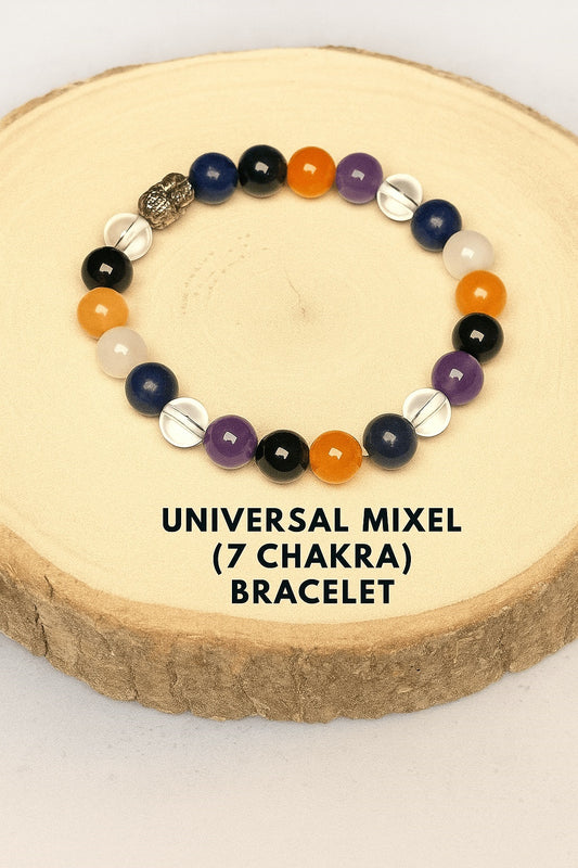 Universal Mixel Crystal Bracelet (7 Chakra) (Hematite & Lava stone)
