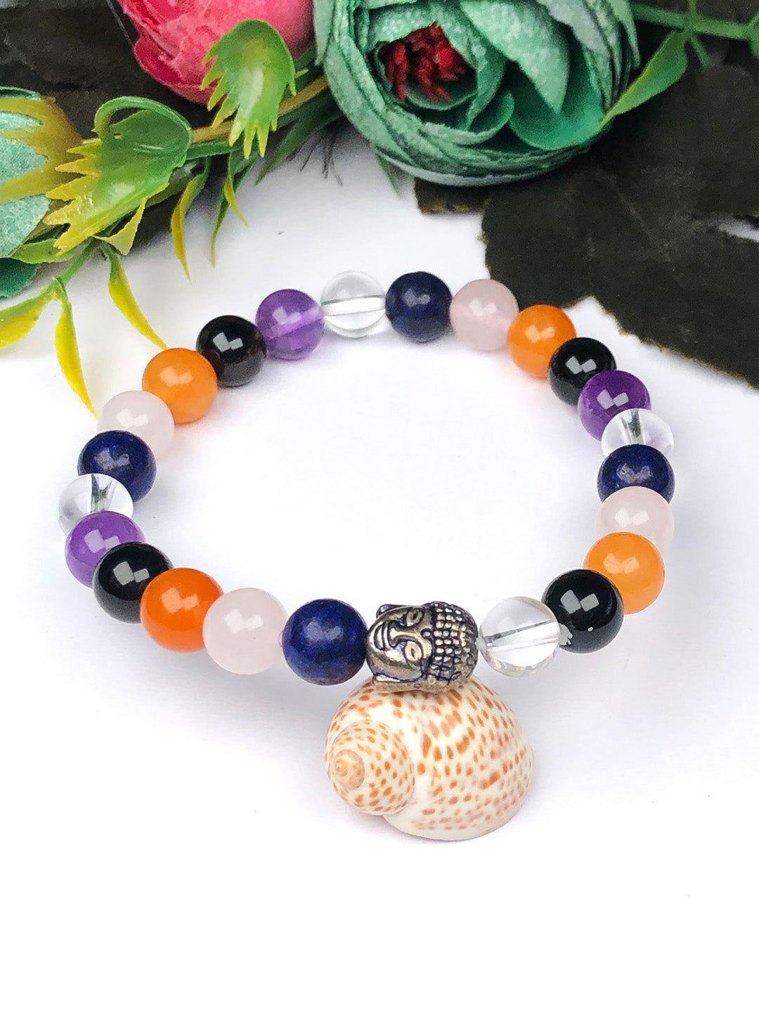 Universal Mixel Crystal Bracelet (7 Chakra) (Hematite & Lava stone)