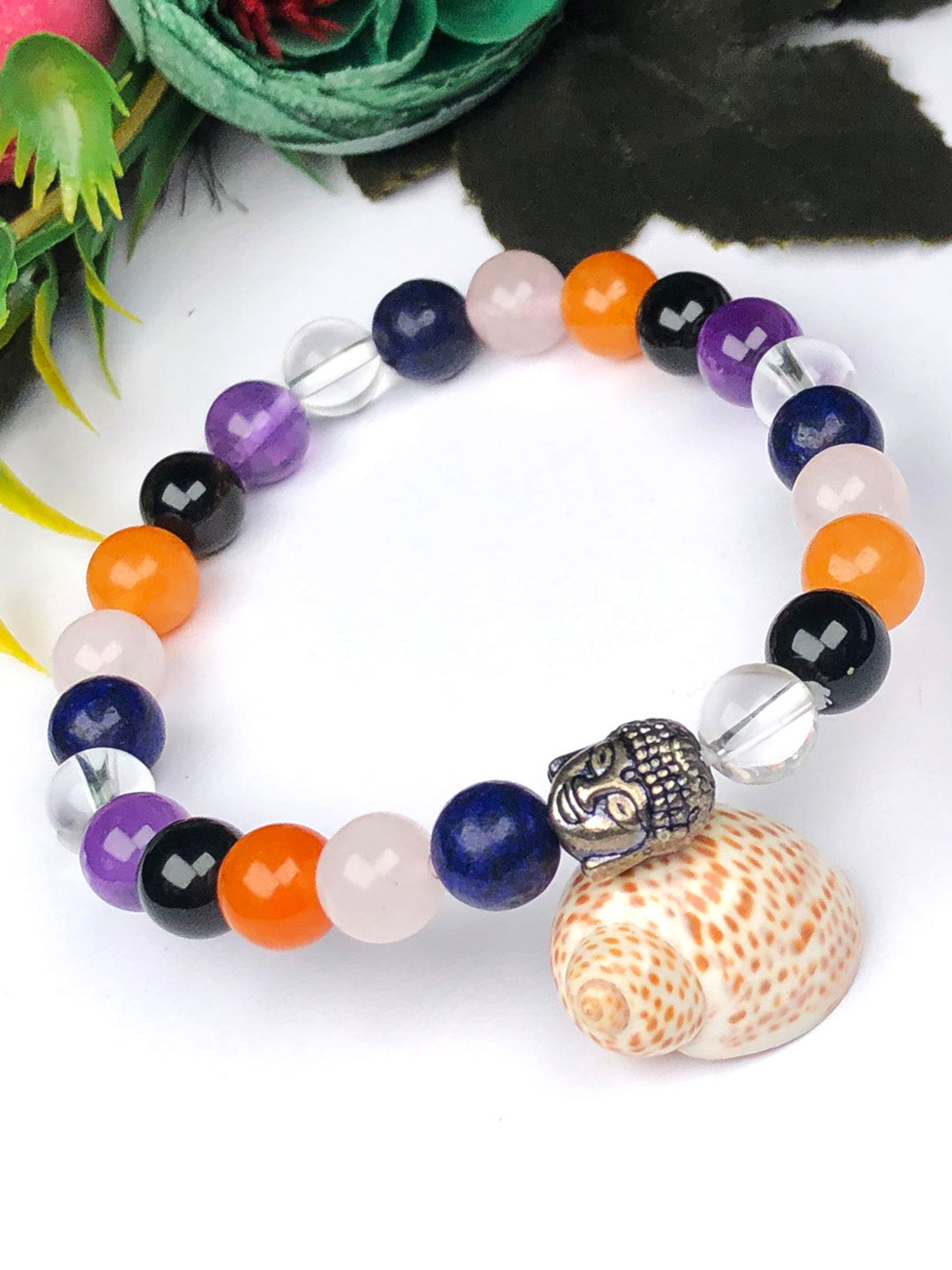 Universal Mixel Crystal Bracelet (7 Chakra) (Hematite & Lava stone)