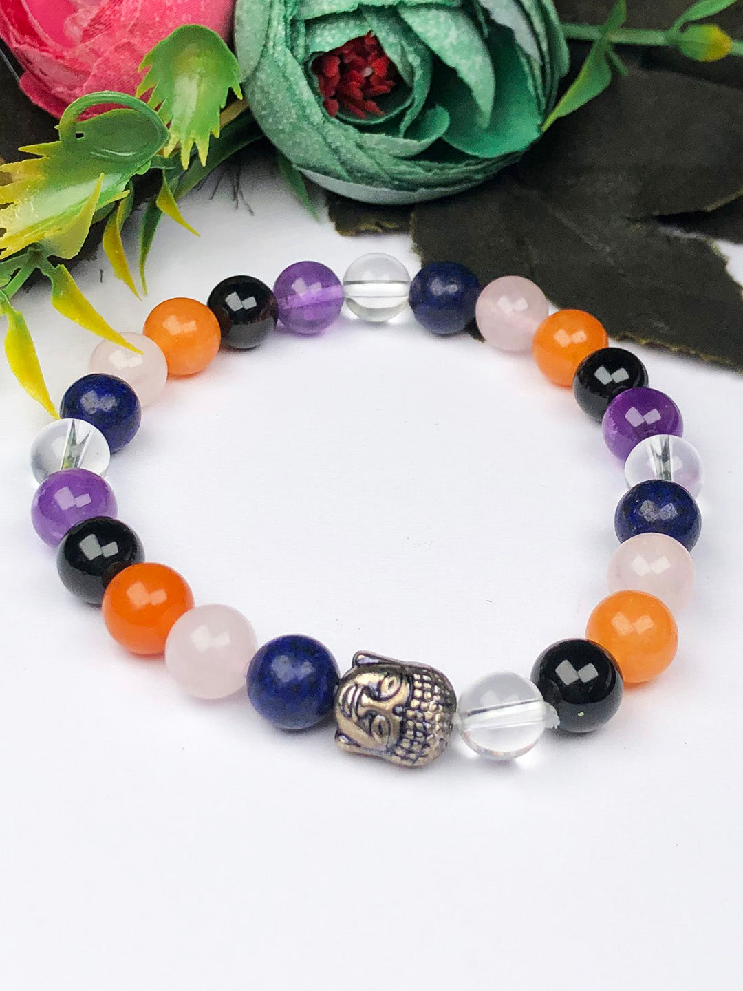 Universal Mixel Crystal Bracelet (7 Chakra) (Hematite & Lava stone)