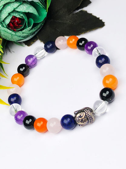 Universal Mixel Crystal Bracelet (7 Chakra) (Hematite & Lava stone)