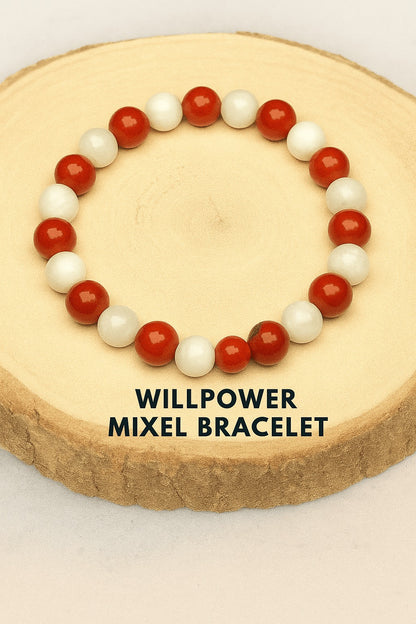 Willpower Mixel Crystal Bracelet (Carnelian , Hematite & Unakite)
