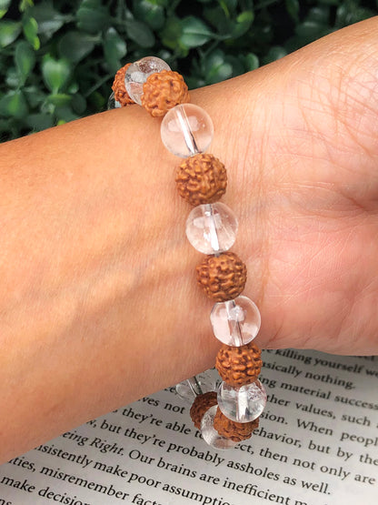 Manifestation & Focus and Mixel Crystal Bracelet (Trinetra ) (Clear Quartz , Amethyst , Lapis lazuli , Rose Quartz, Carnelian & Obsidian)