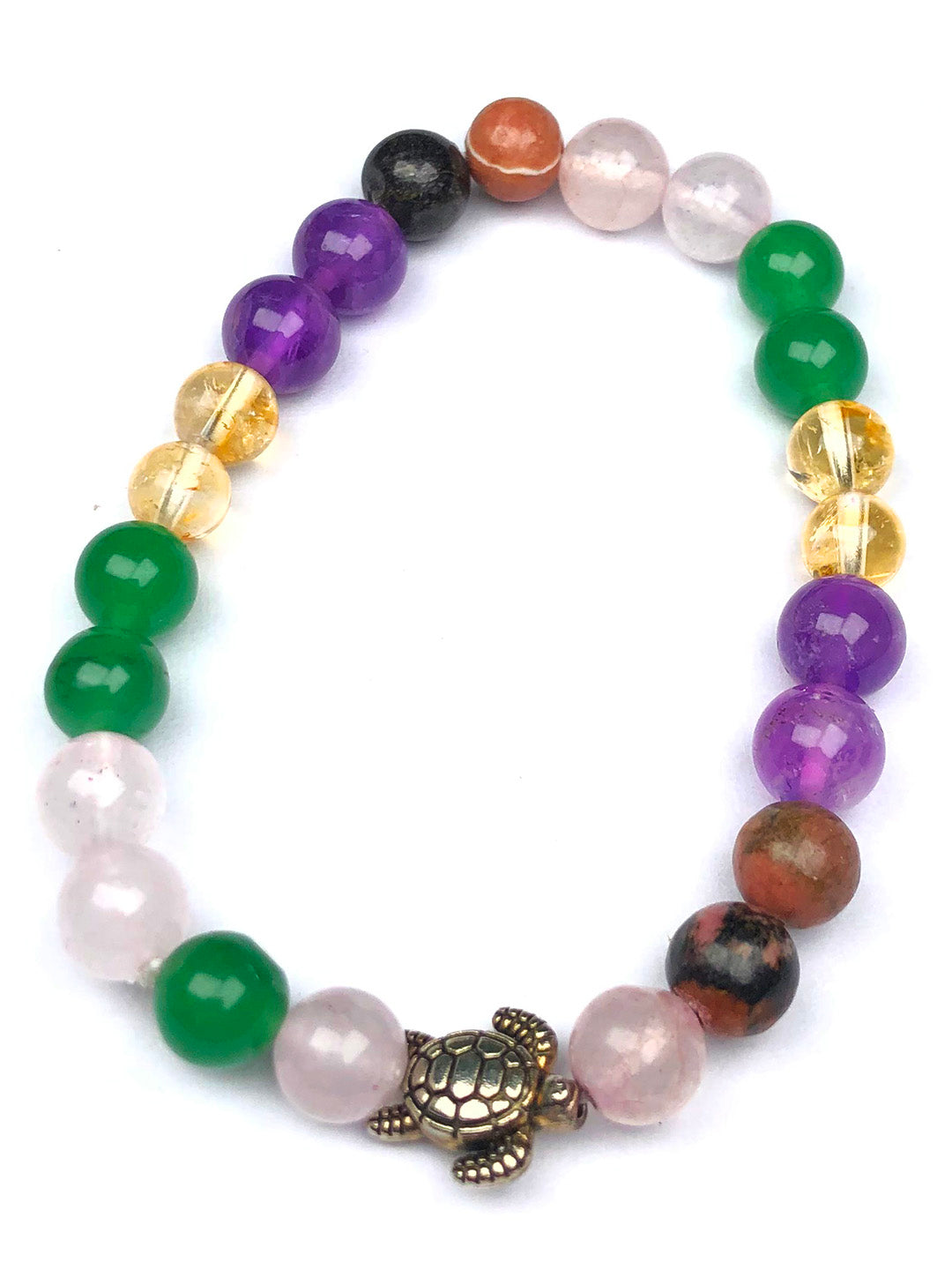 Beautiful Face Mixel Crystal Bracelet (Rose quartz ,Green Aventurine, Citrine , Amethyst & Rhodonite)