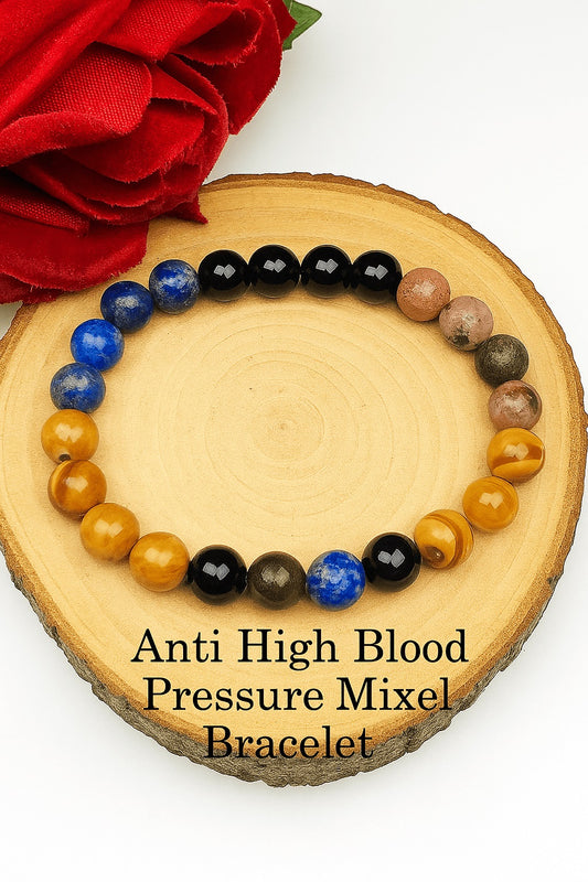 Anti High Blood Pressure Mixel Crystal Bracelet  (Picture Jasper, Sodalite , Obsidian & Rhodonite)