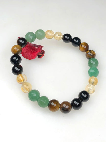 Education Mixel Crystal Bracelet  (Obsidian , Citrine , Green Aventurine & Tiger eye)