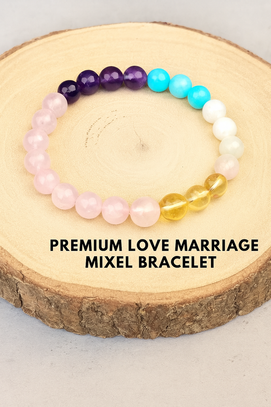 Premium Love Marriage Mixel Crystal Bracelet (Rose quartz , Amethyst , Blue Howlite , White Agate & Citrine)