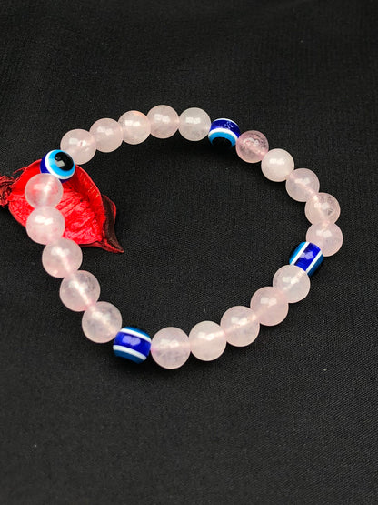 Love and Relationship Protect Mixel Crystal Bracelet (Rose quartz with Evil Eye)
