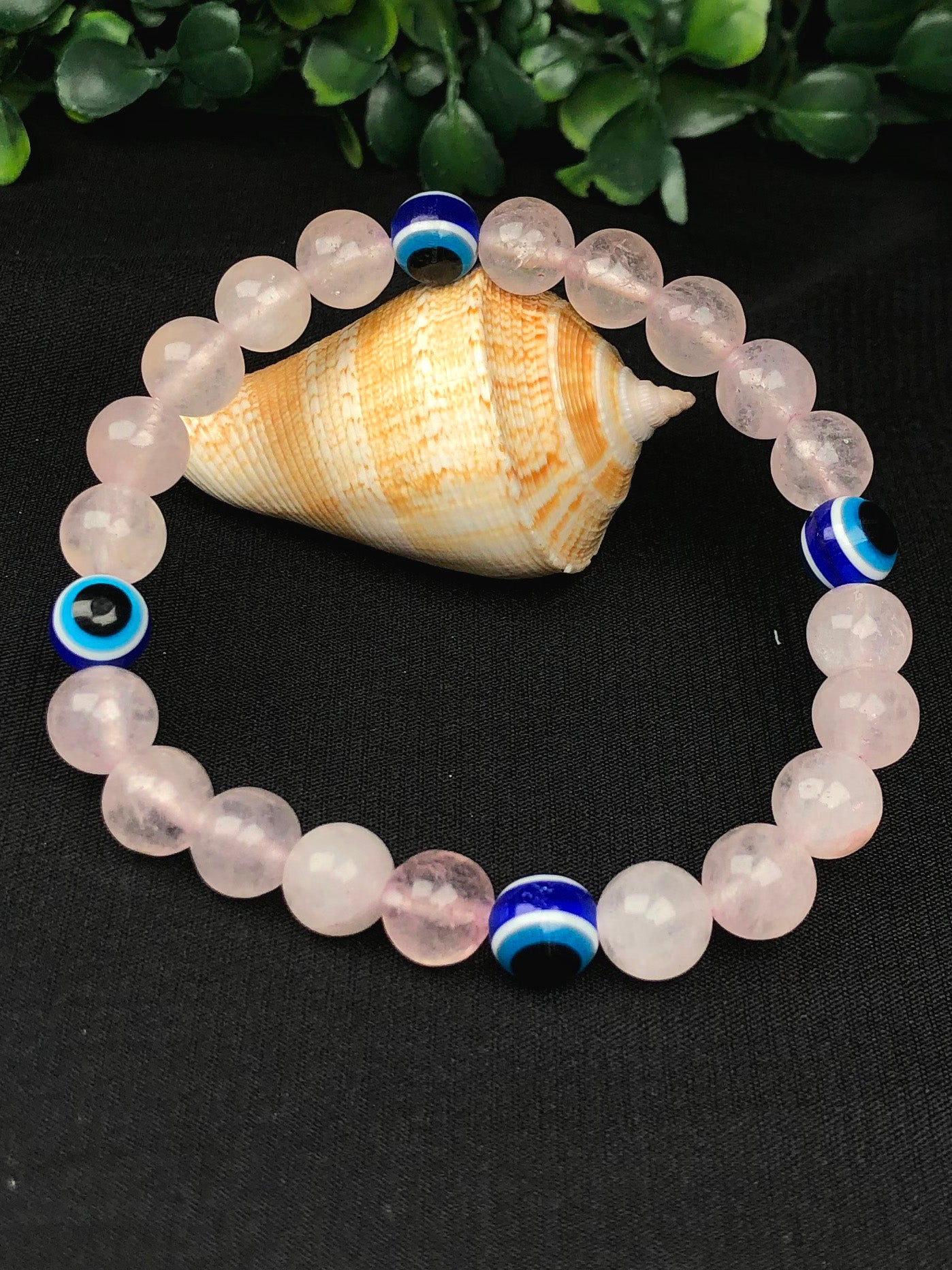 Love and Relationship Protect Mixel Crystal Bracelet (Rose quartz with Evil Eye)