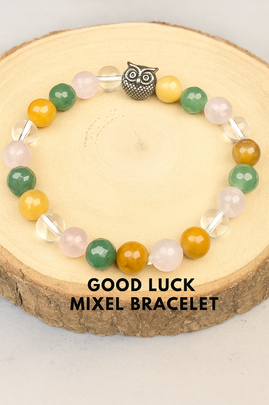 Good Luck Mixel Crystal Bracelet (Yellow Aventurine , Green Aventurine , Rose quartz & Clear Quartz)