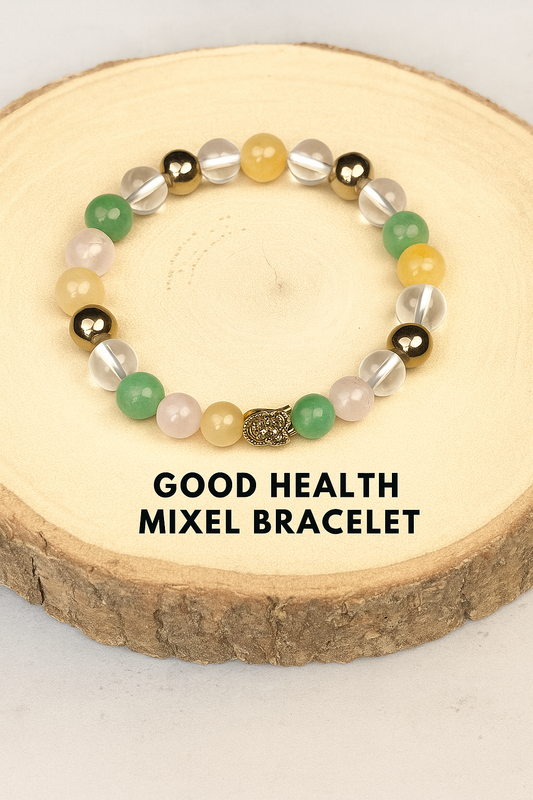Good Health Mixel Crystal Bracelet (Yellow Aventurine , Green Aventurine , Rose quartz , Clear Quartz & Hematite)