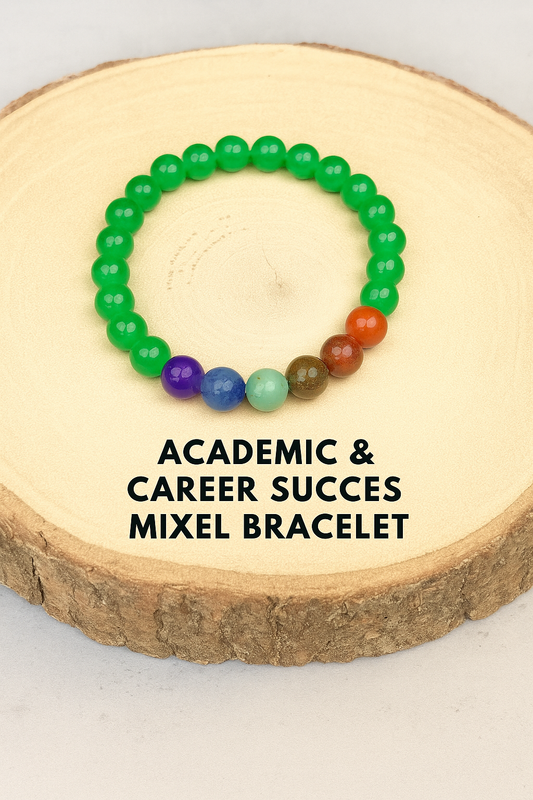 Academic & Career Success Mixel Crystal Bracelet (Green Aventurine & Seven Chakra)