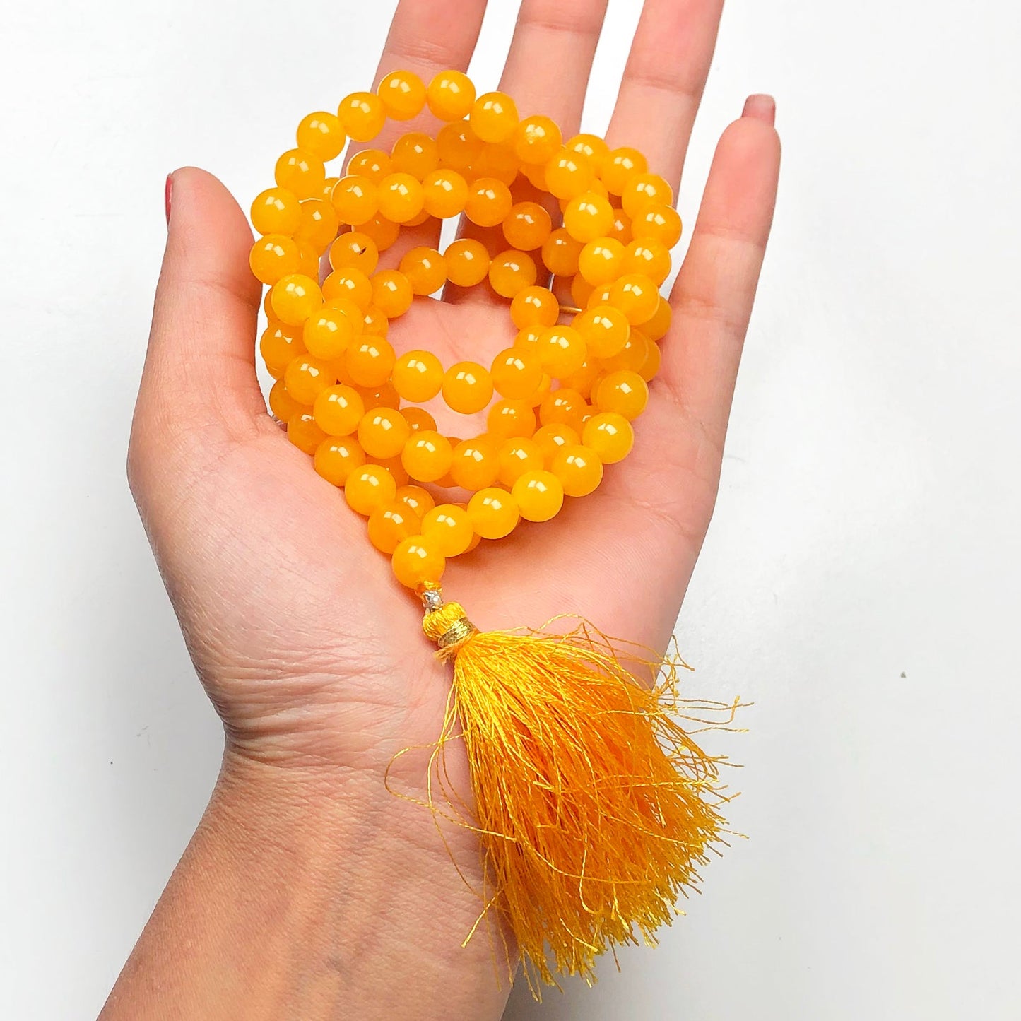 Yellow Jade 108 Beads Mala/Necklace