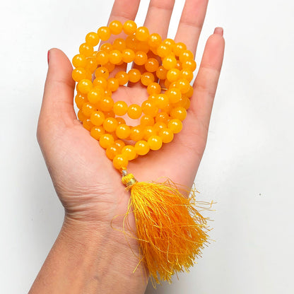 Yellow Jade 108 Beads Mala/Necklace