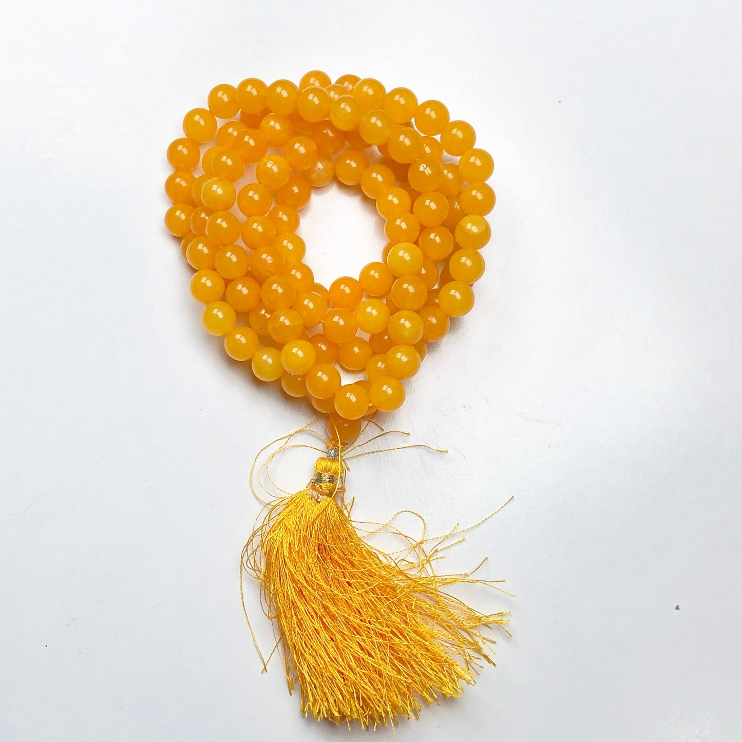 Yellow Jade 108 Beads Mala/Necklace