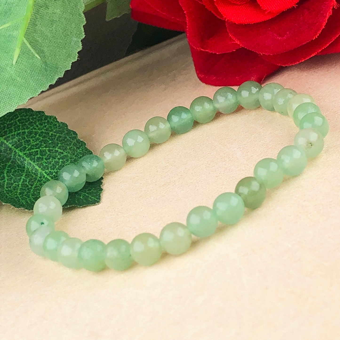Green Aventurine Bracelet – 8mm Natural Beads | Stretchable | Luck & Prosperity Crystal Bracelet