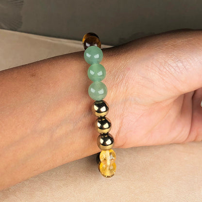 Money Magnet Bracelet – 8mm Natural Beads | Stretchable | Attract Wealth, Luck & Abundance Crystal Bracelet