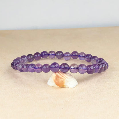 Amethyst Bracelet – 8mm Natural Beads | Stretchable | Calming & Intuition-Enhancing Crystal Bracelet