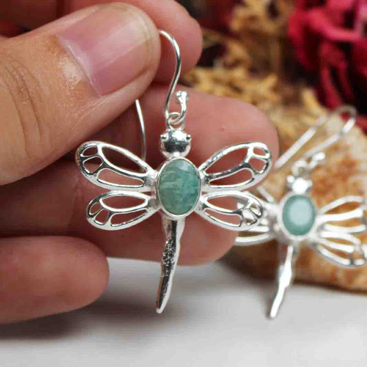 Zhupuk International Latest Stylish Gemstone Amazonite Earrings for Women and Girls Light Weight Dangle For Every Occasion Nickel-Free Quality ( RITI002 )