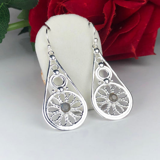Zhupuk International Trending Stylish Gemstone Labradorite Earrings for Women and Girls Light Weight Dangle For Every Occasion Nickel-Free Quality ( RITI020 )
