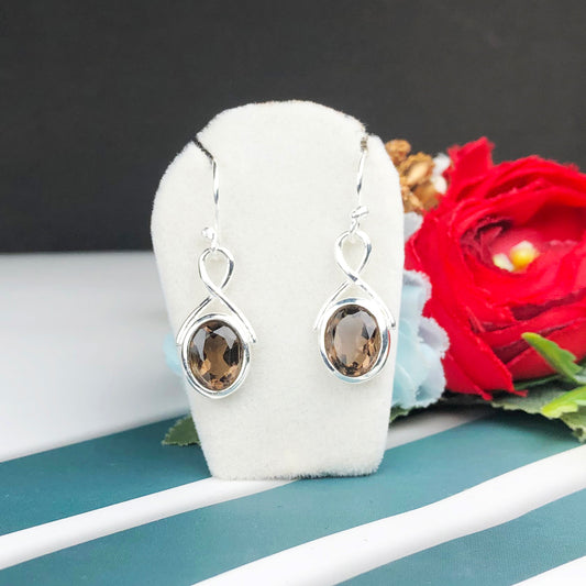 Zhupuk International Latest Stylish Gemstone Smoky Quartz Earrings for Women and Girls Light Weight Dangle For Every Occasion Nickel-Free Quality ( RITI029 )