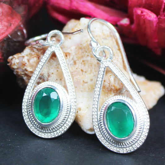 Zhupuk International Unique Design Gemstone Onyx Earrings for Women and Girls Light Weight Dangle For Every Occasion Nickel-Free Quality ( RITI030 )