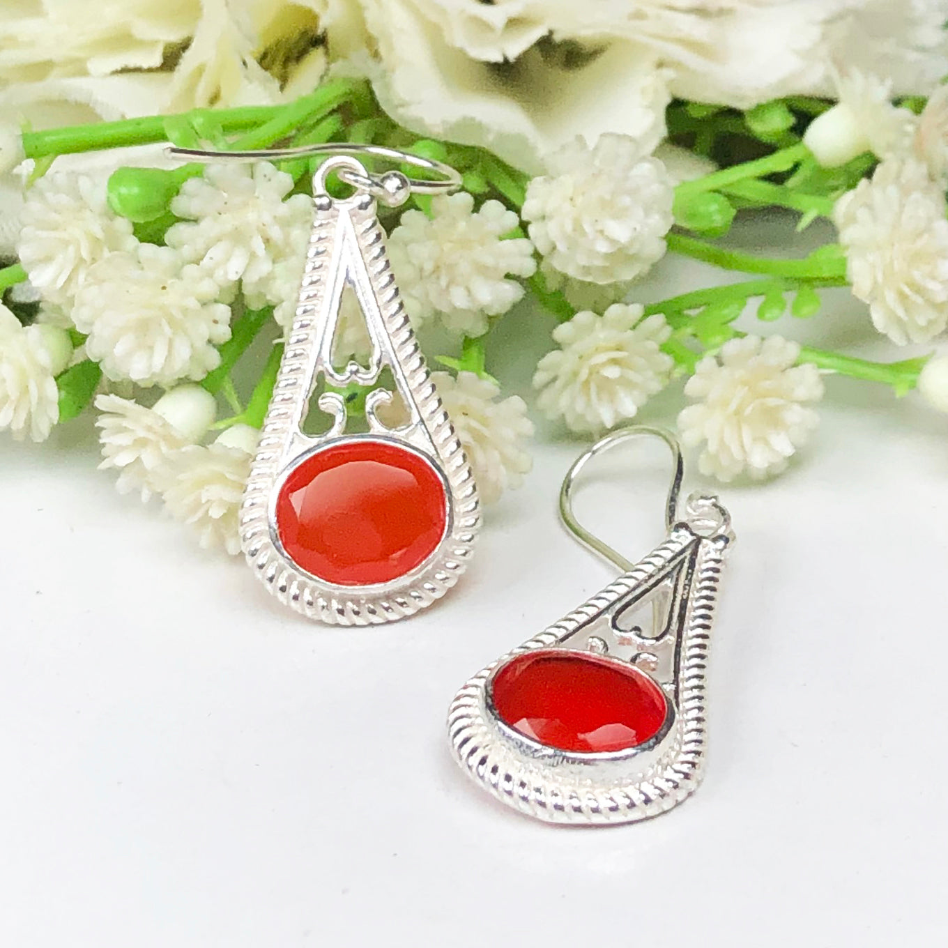 Zhupuk International Latest Stylish Gemstone Jasper Earrings for Women and Girls Light Weight Dangle For Every Occasion Nickel-Free Quality ( RITI039 )