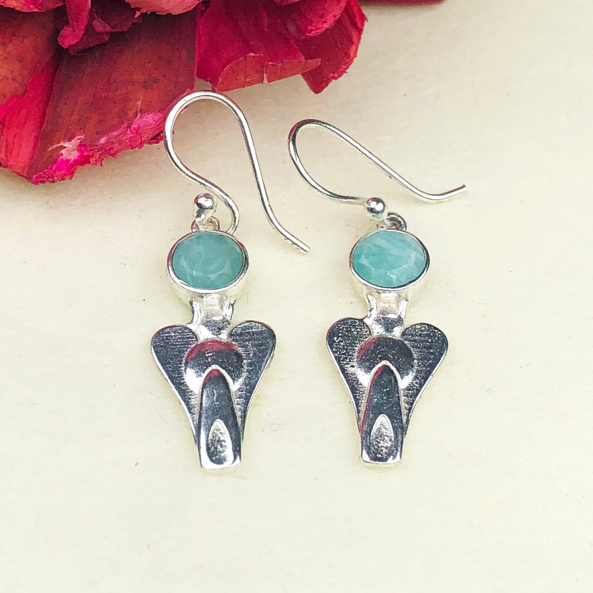 Zhupuk International Trending Stylish Gemstone Amazonite Earrings for Women and Girls Light Weight Dangle For Every Occasion Nickel-Free Quality ( RITI049 )