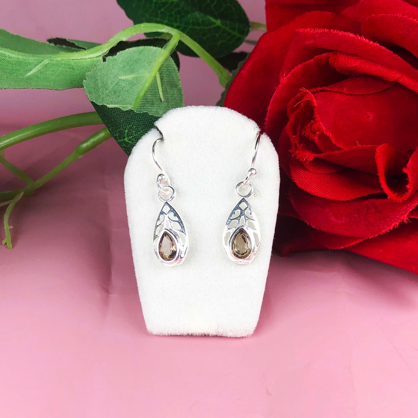 Zhupuk International Unique Design Gemstone Smoky Quartz Earrings for Women and Girls Light Weight Dangle For Every Occasion Nickel-Free Quality ( RITI064 )