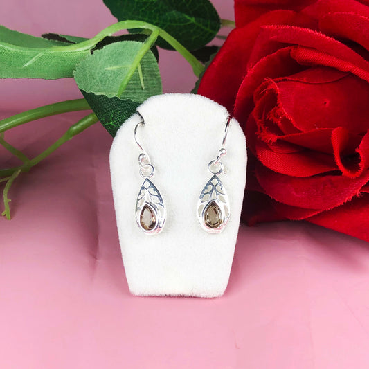 Zhupuk International Unique Design Gemstone Smoky Quartz Earrings for Women and Girls Light Weight Dangle For Every Occasion Nickel-Free Quality ( RITI064 )