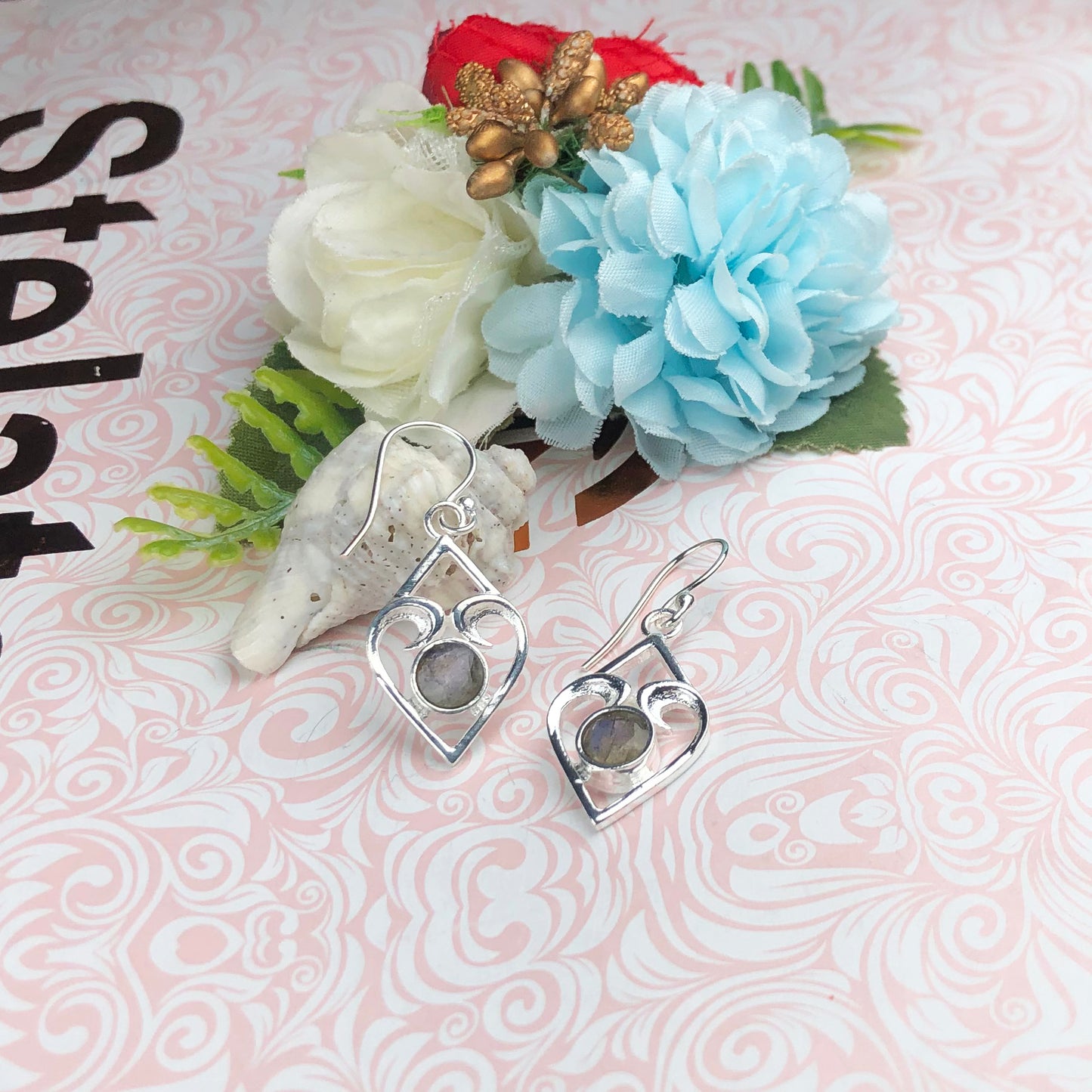 Zhupuk International Trending Stylish Gemstone Labradorite Earrings for Women and Girls Light Weight Dangle For Every Occasion Nickel-Free Quality ( RITI076 )