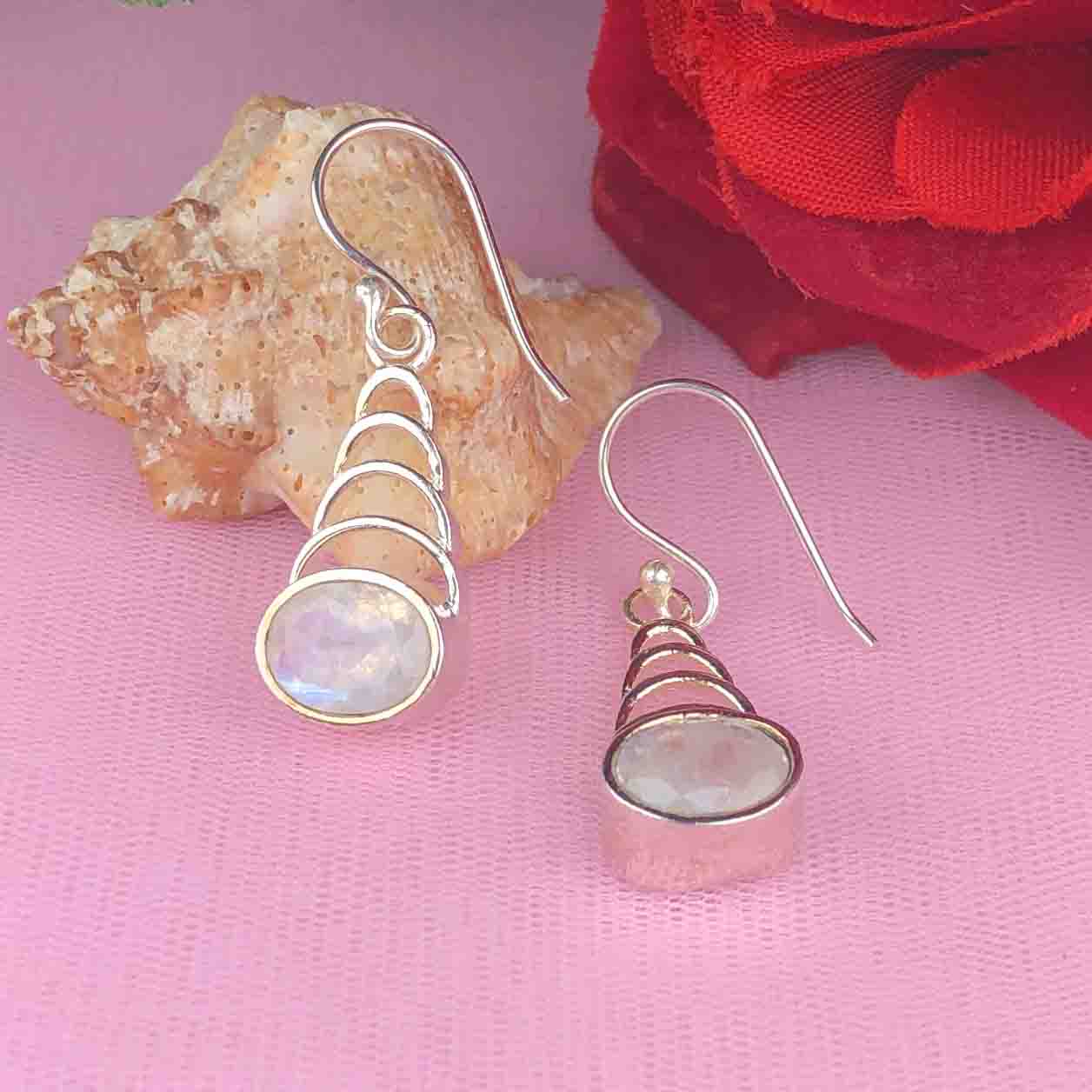 Zhupuk International Trending Design Gemstone Moonstone Earrings for Women and Girls Light Weight Dangle For Every Occasion Nickel-Free Quality ( RITI087 )