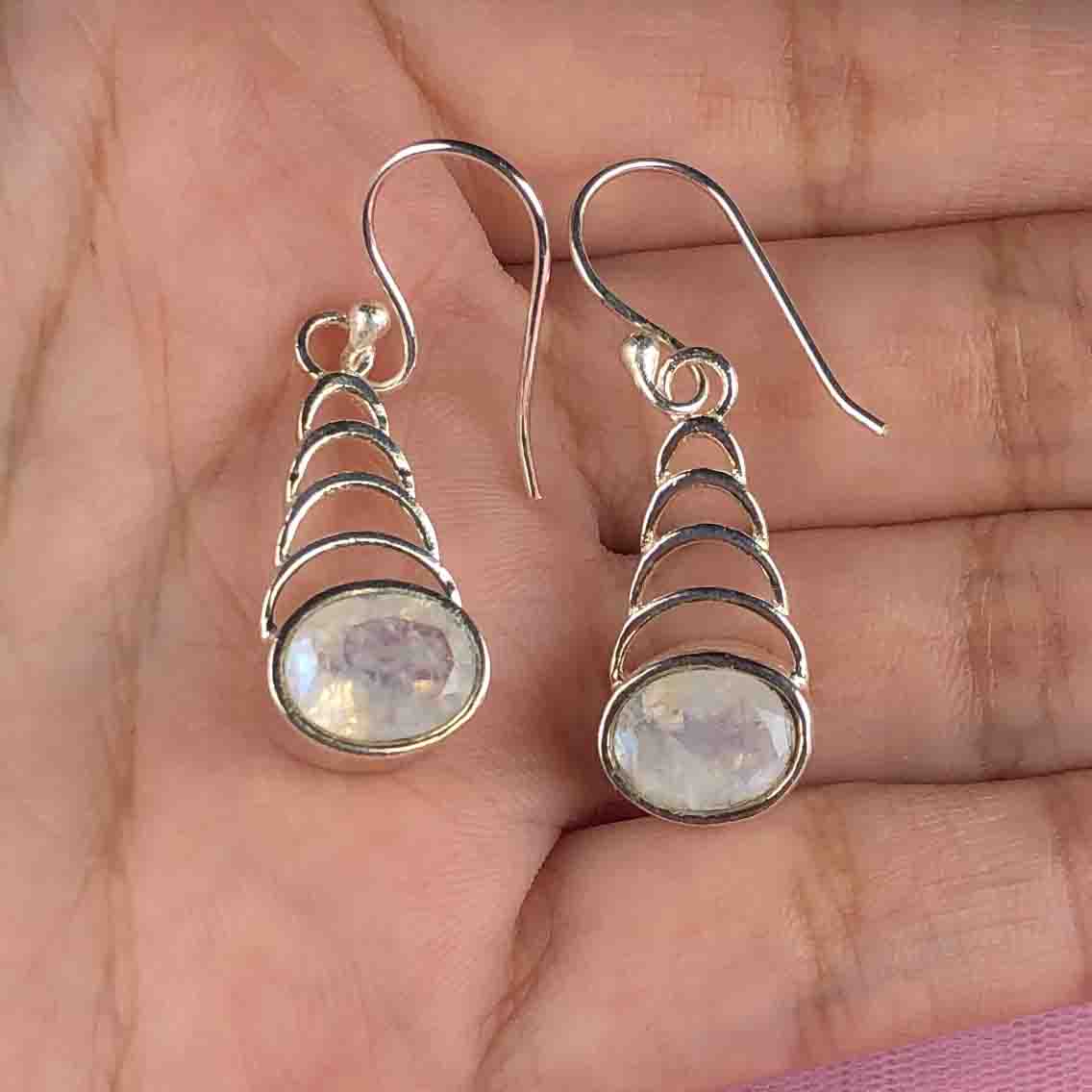 Zhupuk International Trending Design Gemstone Moonstone Earrings for Women and Girls Light Weight Dangle For Every Occasion Nickel-Free Quality ( RITI087 )