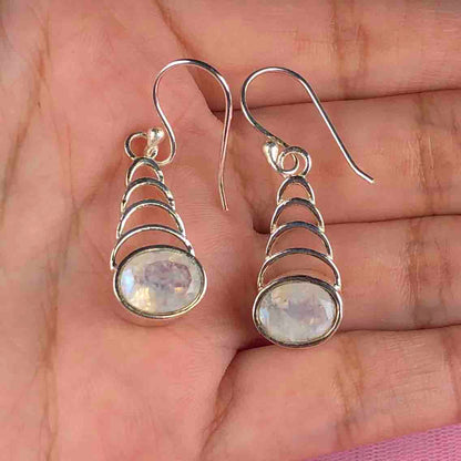 Zhupuk International Trending Design Gemstone Moonstone Earrings for Women and Girls Light Weight Dangle For Every Occasion Nickel-Free Quality ( RITI087 )