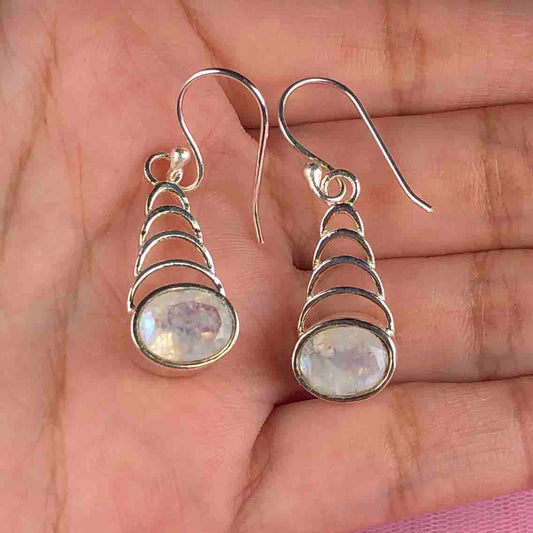 Zhupuk International Trending Design Gemstone Moonstone Earrings for Women and Girls Light Weight Dangle For Every Occasion Nickel-Free Quality ( RITI087 )