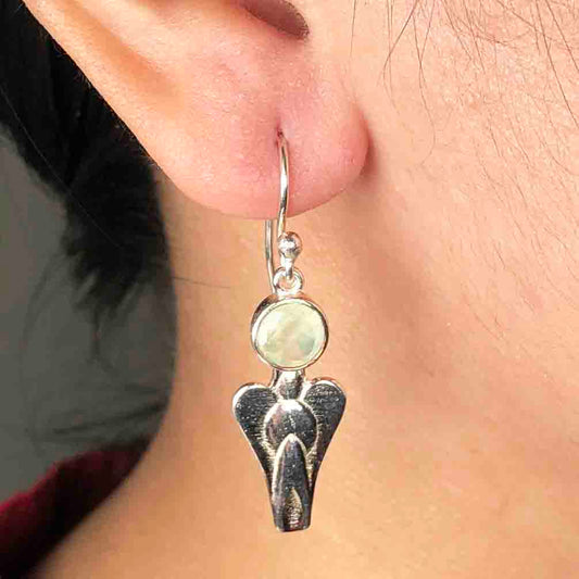 Zhupuk International Unique Design Gemstone Prehnite Earrings for Women and Girls Light Weight Dangle For Every Occasion Nickel-Free Quality ( RITI091 )