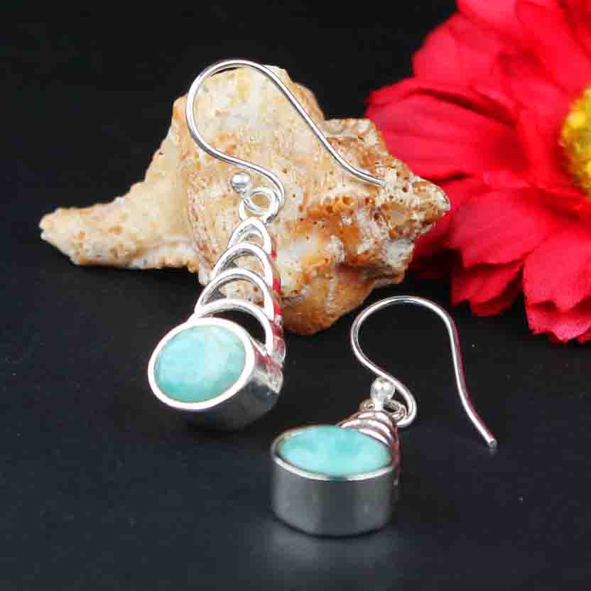 Zhupuk International Trending Stylish Gemstone Amazonite Earrings for Women and Girls Light Weight Dangle For Every Occasion Nickel-Free Quality ( RITI093 )