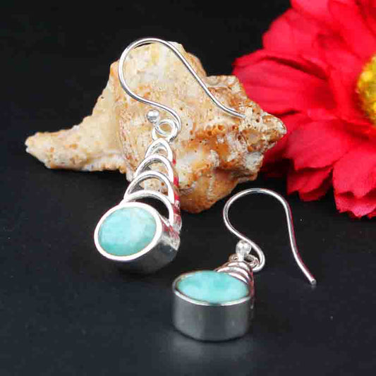Zhupuk International Trending Stylish Gemstone Amazonite Earrings for Women and Girls Light Weight Dangle For Every Occasion Nickel-Free Quality ( RITI093 )