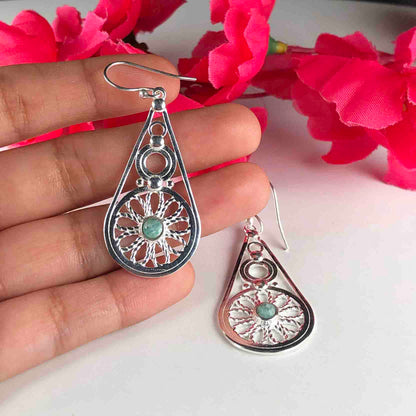 Zhupuk International Unique Design Gemstone Amazonite Earrings for Women and Girls Light Weight Dangle For Every Occasion Nickel-Free Quality ( RITI098 )