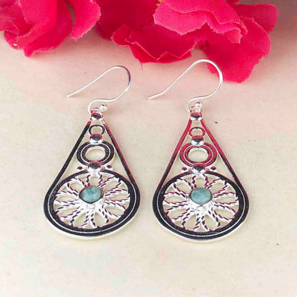 Zhupuk International Unique Design Gemstone Amazonite Earrings for Women and Girls Light Weight Dangle For Every Occasion Nickel-Free Quality ( RITI098 )