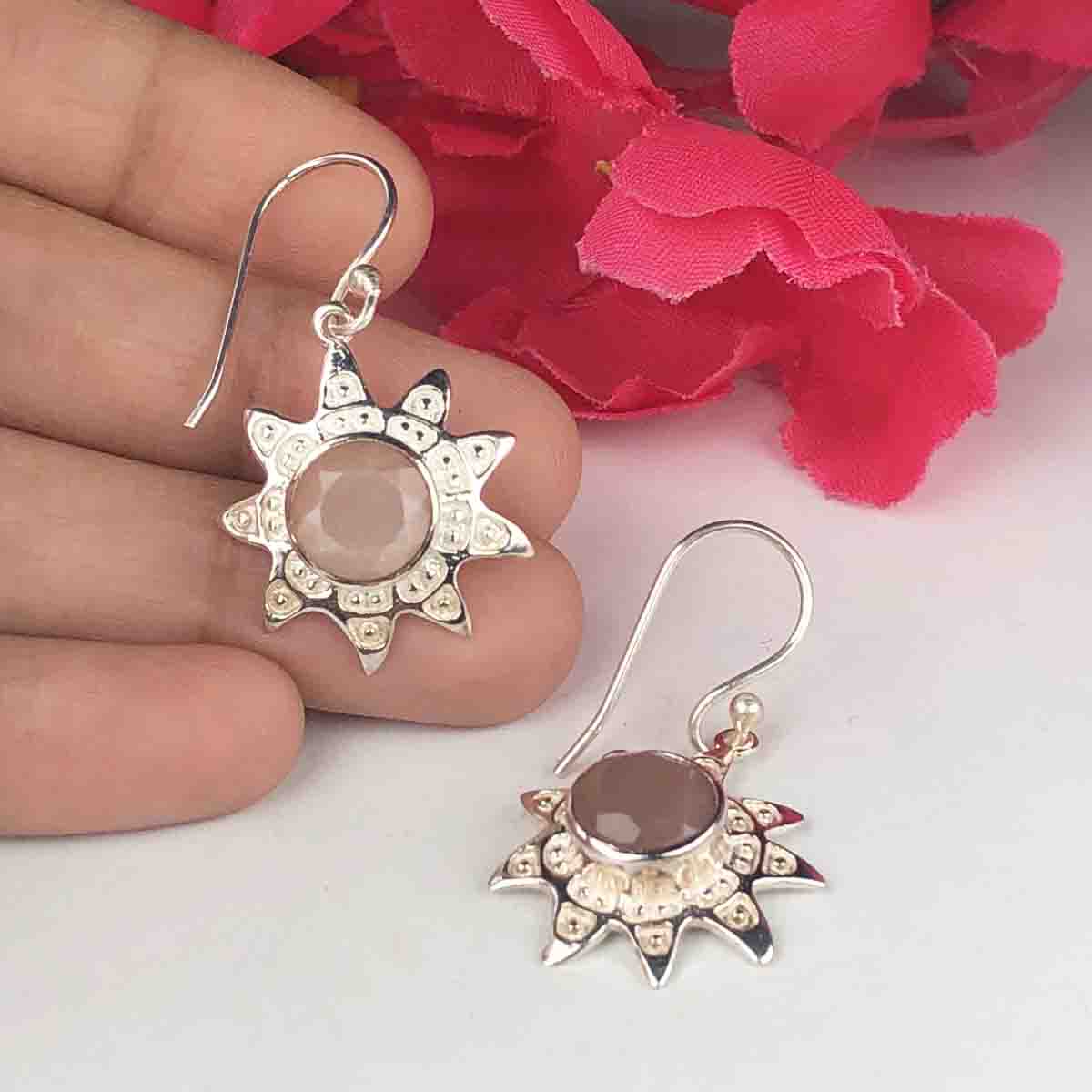 Zhupuk International Trending Design Gemstone Chalcedony Earrings for Women and Girls Light Weight Dangle For Every Occasion Nickel-Free Quality ( RITI099 )