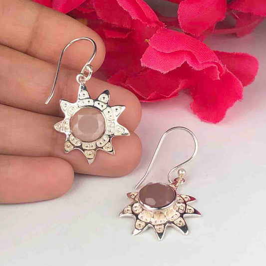 Zhupuk International Trending Design Gemstone Chalcedony Earrings for Women and Girls Light Weight Dangle For Every Occasion Nickel-Free Quality ( RITI099 )