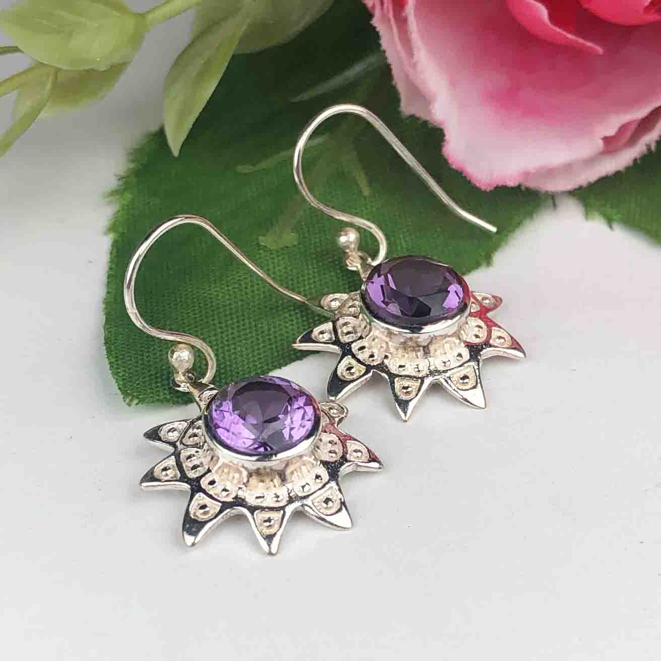 Zhupuk International Trending Stylish Gemstone Amethyst Earrings for Women and Girls Light Weight Dangle For Every Occasion Nickel-Free Quality ( RITI100 )