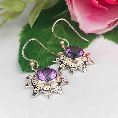 Zhupuk International Trending Stylish Gemstone Amethyst Earrings for Women and Girls Light Weight Dangle For Every Occasion Nickel-Free Quality ( RITI100 )