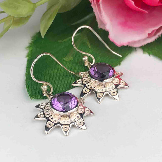 Zhupuk International Trending Stylish Gemstone Amethyst Earrings for Women and Girls Light Weight Dangle For Every Occasion Nickel-Free Quality ( RITI100 )