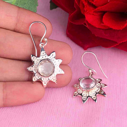 Zhupuk International Latest Design Gemstone Rose Quartz Earrings for Women and Girls Light Weight Dangle For Every Occasion Nickel-Free Quality ( RITI101 )