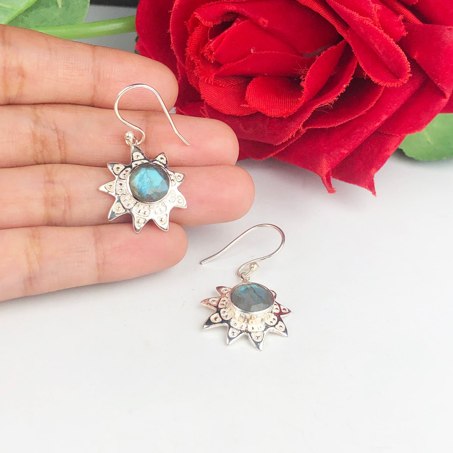 Zhupuk International Unique Design Gemstone Labradorite Earrings for Women and Girls Light Weight Dangle For Every Occasion Nickel-Free Quality ( RITI103 )