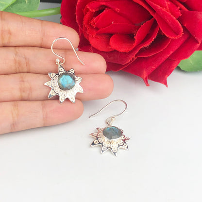 Zhupuk International Unique Design Gemstone Labradorite Earrings for Women and Girls Light Weight Dangle For Every Occasion Nickel-Free Quality ( RITI103 )