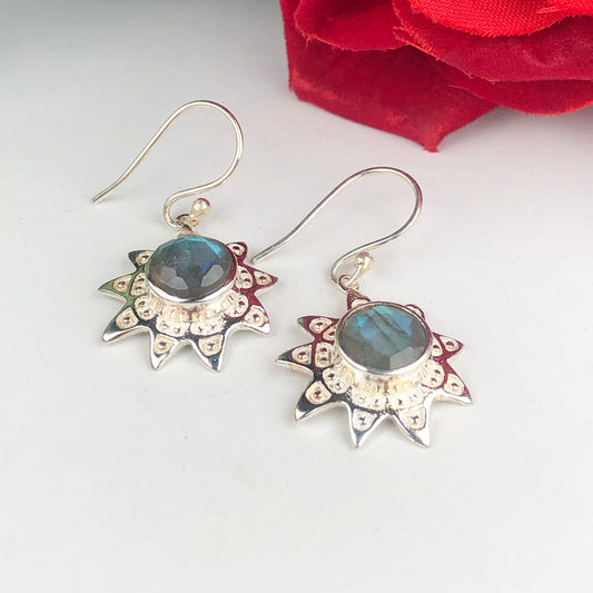 Zhupuk International Unique Design Gemstone Labradorite Earrings for Women and Girls Light Weight Dangle For Every Occasion Nickel-Free Quality ( RITI103 )